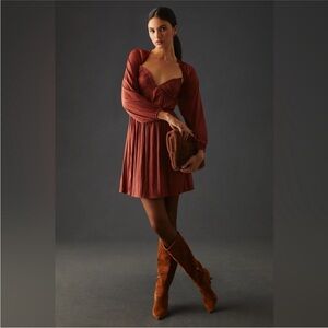 Anthropologie Terracotta Long Sleeve Dress